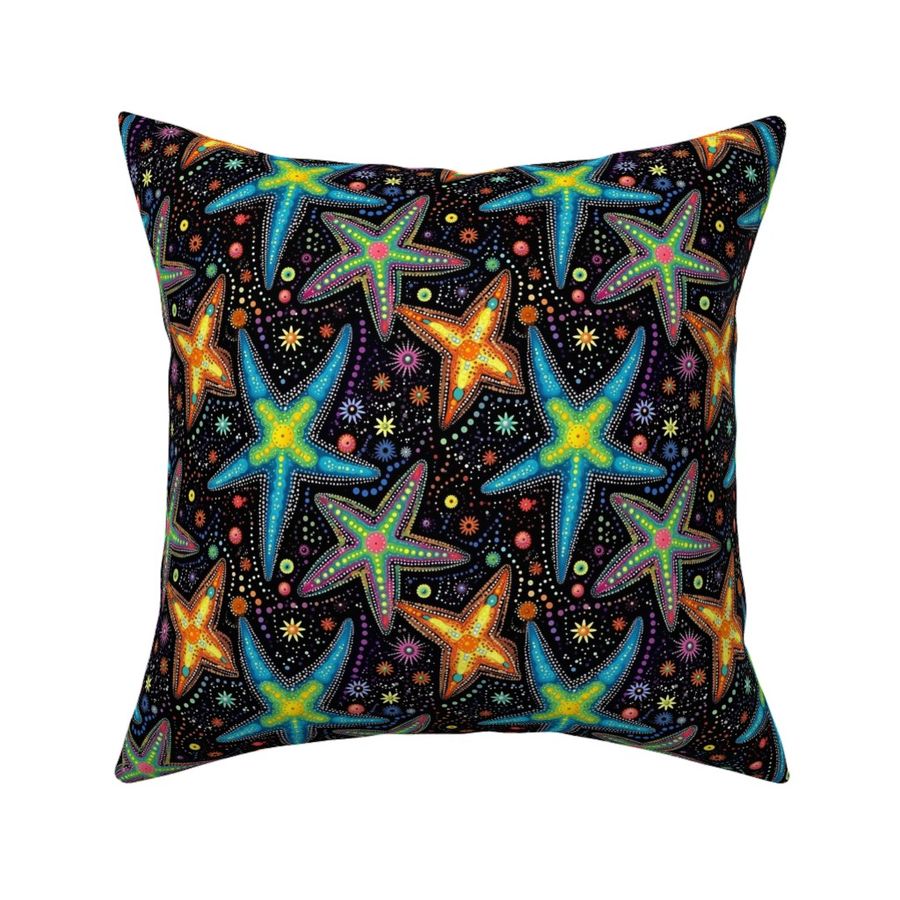 neon starfish on black 