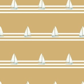 (S) sailboats in a row in rattan brown Small scale