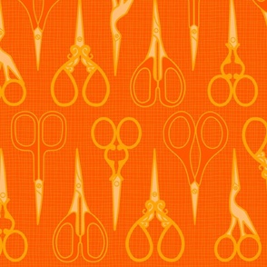 L - Sewing scissors – Orange – Vintage craft room needlework embroidery and dressmaking sheers
