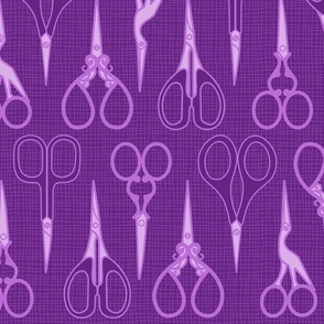 L - Sewing scissors – Purple – Vintage craft room needlework embroidery and dressmaking sheers