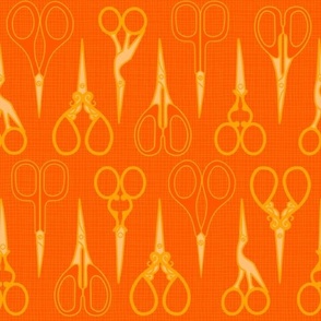 M - Sewing scissors – Orange – Vintage craft room needlework embroidery and dressmaking sheers