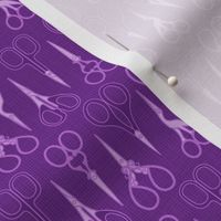S - Sewing scissors – Purple – Vintage craft room needlework embroidery and dressmaking sheers