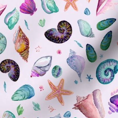 Purple Seashells watercolors