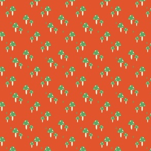 Mushrooms and stars - green, orange