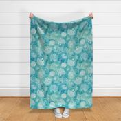 beach trip - blue and green sea shells and starfish - watercolor coastal wallpaper and fabric