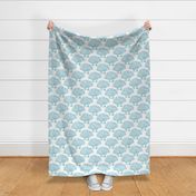 beach trip - blue and green sea shells on white - watercolor coastal wallpaper and fabric