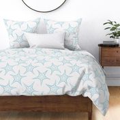 beach trip - blue and green starfish on white - watercolor coastal wallpaper and fabric