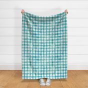 beach trip gingham - blue and green coastal plaid on white - watercolor coastal wallpaper and fabric