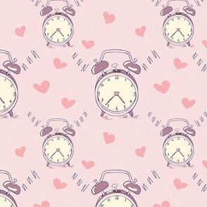 Vintage Clock and Pink Hearts 10 in