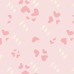 Toss Hearts with Texture and Squiggle Lines on Pink 15 in