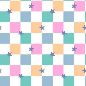 Check, multi colored checker, stars 