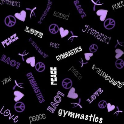 Peace Love Gymnastics Purple on Black
