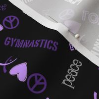 Peace Love Gymnastics Purple on Black