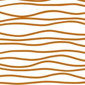 Wavy Stripes in Burnt Orange on White            