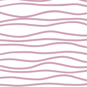 Wavy Stripes in Dark Pink on White 