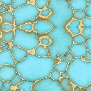 Turquoise Dreams - Gold & Gemstone Pattern