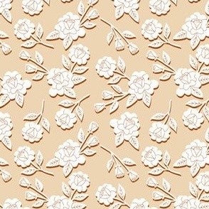 small// Boho Maximalist White Roses Bold coffee Shadow beige background