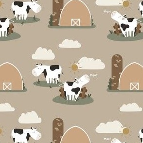 Cows in a Pasture (Beige)(Small Scale)(5.25"/6")