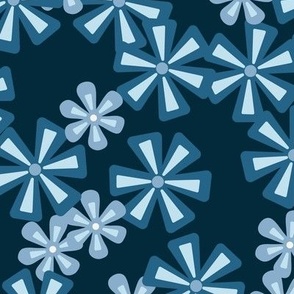 Scattered Flowers - blue