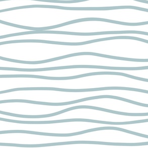 Wavy Stripes in Grey Green on White 