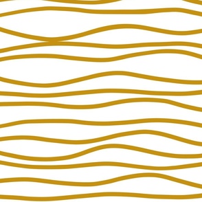 Wavy Stripes in Gold on White 