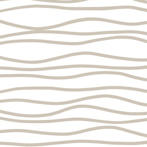 Wavy Stripes in Light Brown on White 