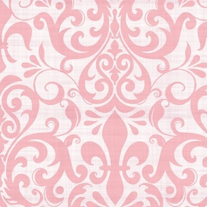 Pastel Fleur de Lis Damask Pattern French Linen Style Pink White