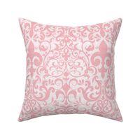 Pastel Fleur de Lis Damask Pattern French Linen Style Pink White Smaller Scale