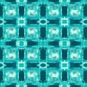 Shibori Plaid turquoise and teal