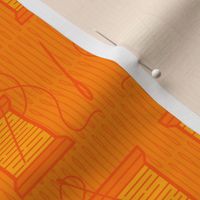 M – Sewing Thread Spools – Orange – Retro quilting room needle and thread