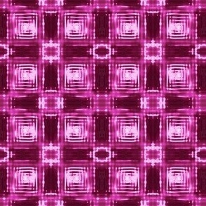 Shibori Plaid Dark Red and Hot Pink