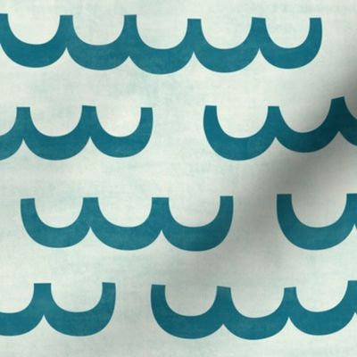 beach little waves - teal blue / textured aqua (large)