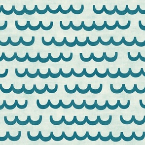 beach little waves - teal blue / textured aqua (large)