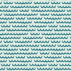 beach little waves - teal blue / textured aqua (small)