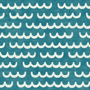 beach little waves - off white / textured teal blue (large)