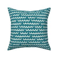 beach little waves - off white / textured teal blue (small)