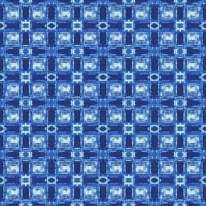 Blue Shibori Plaid small