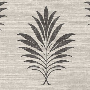 Millennial Palm - Rustic- Dark Chocolate on  Agreeable Gray Linen-Grasscloth Wallpaper