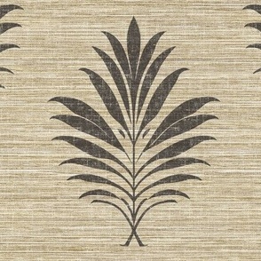 Millennial Palm - Rustic- Dark Chocolate on Maple Linen-Grasscloth Wallpaper