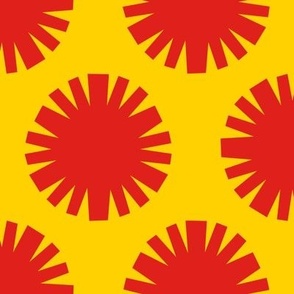 Pom Poms // x-large // Funhouse Red Shapes on Sunshine Swirl 