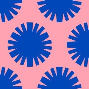 Pom Poms // x-large // Big Top Blue Shapes on Cotton Candy