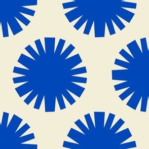 Pom Poms // x-large // Big Top Blue Shapes on Carousel Cream