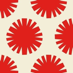 Pom Poms // x-large // Funhouse Red Shapes on Carousel Cream