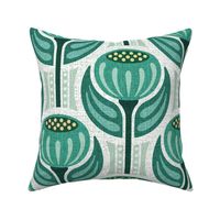 BIG Retro Flower 0054 B floral teal art vintage modern geometric green art nouveau dot mint abstract verdigris jade