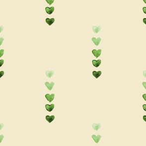 Green Watercolor Hearts//Beige//Large 24"