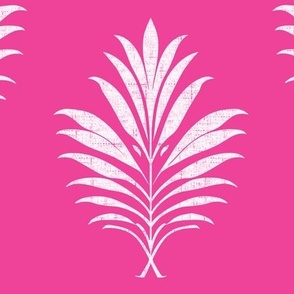 Millennial Palm - Rustic-White on Hot Pink Wallpaper