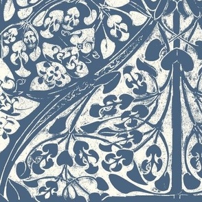 28" Arabesque William Morris Inspired dark blue and ivory pattern by Audrey Jeanne
