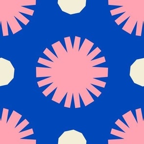 Pom Poms & Decagons // x-large print // Cotton Candy Shapes on Big Top Blue