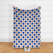 Pom Poms & Decagons // x-large print // Big Top Blue Shapes on Carousel Cream