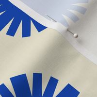 Pom Poms & Decagons // x-large print // Big Top Blue Shapes on Carousel Cream
